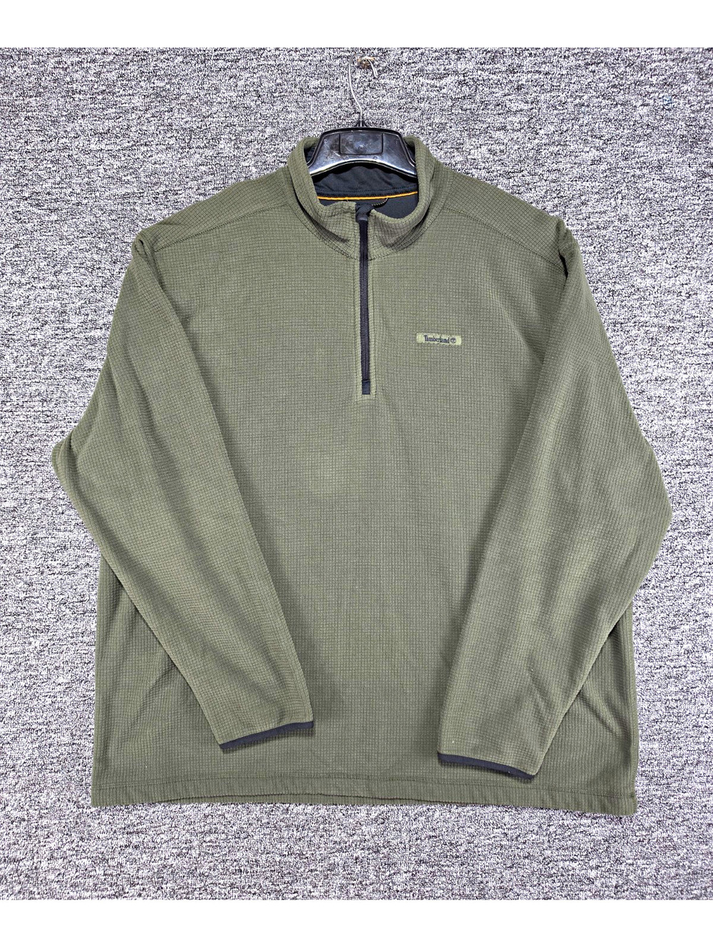 Timberland Green Waffle Knit Logo 1/4 Zip Mock Neck Sweatshirt Men's 3XL